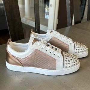 Christian Louboutin varsijunior spikes duo flat sneaker trainer white bronze 44